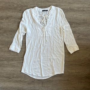 White tie-up blouse